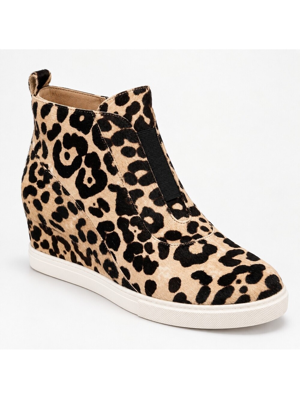 NWB Linea Paolo Anna 3 White Black Leopard Wedge Sneakers Size 9